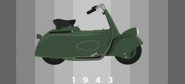 Еволуцијата на „Веспа“ од 1943 до 2013 година